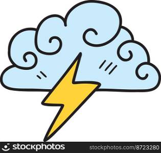 Hand Drawn lightning and clouds illustration isolated on background