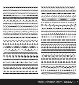 Hand drawn line borders. Dividers with geometric elements, vintage doodle frame graphic, horizontal ornamental text decoration vector set. Illustration dividing frame line, doodle hatching underscore. Hand drawn line borders. Dividers with geometric elements, vintage doodle frame graphic, horizontal ornamental text decoration vector set