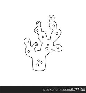 Hand drawn linear vector illustration of a cactus