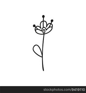 Hand drawn linear vector illustration of a flower