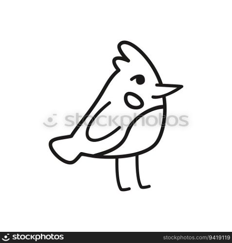 Hand drawn linear vector illustration of bird