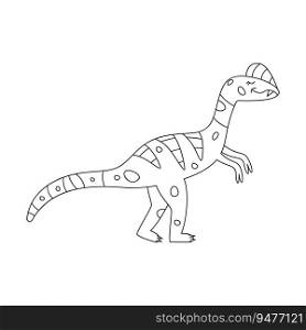 Hand drawn linear vector illustration of dilophosaurus dinosaur