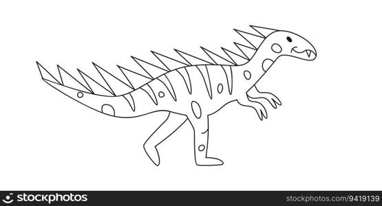 Hand drawn linear vector illustration of hypsilophodon dinosaur