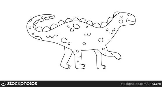 Hand drawn linear vector illustration of iguanodon dinosaur