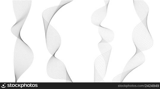 Hand drawn lines. Abstract wavy stripes on a white background isolated. Wave line art, Curved smooth design. Vector illustration EPS 10.