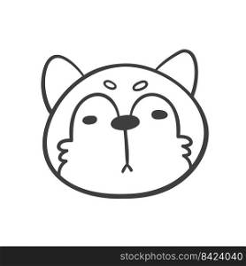 Hand drawn lines. The face of a cute Siberian Husky dog.