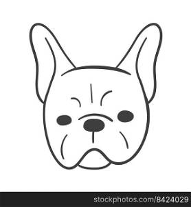 Hand drawn lines. The face of an adorable French bulldog puppy.