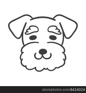 Hand drawn lines. The face of an adorable Schnauzer puppy.
