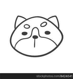 Hand drawn lines. The face of an adorable Shiba Inu puppy.