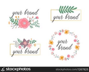 Hand drawn logo collection. Logo design with flowers and beautiful fonts. For designers, florists, photographers and other creative. Hand drawn logo collection. Logo design with flowers and beautiful fonts. For designers, florists, photographers and other creative professions