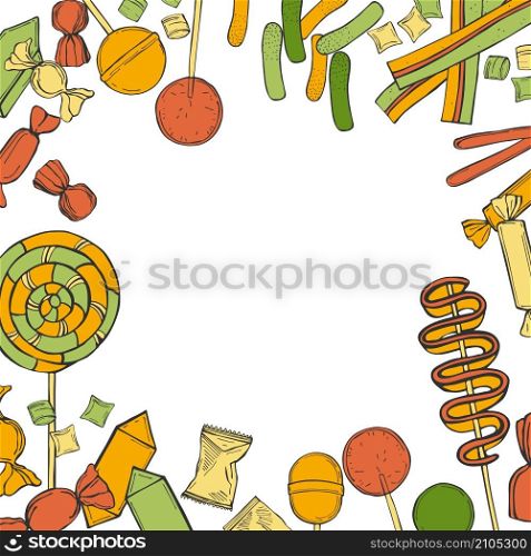 Hand drawn lollipops , candy and marmalade. Vector background.. Lollipops , candy and marmalade.