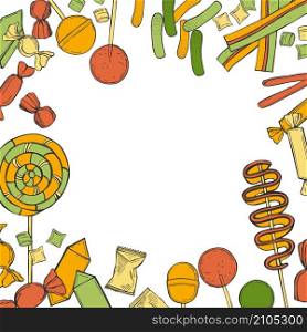 Hand drawn lollipops , candy and marmalade. Vector background.. Lollipops , candy and marmalade.