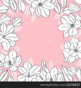 Hand drawn magnolia flowers . Vector background.