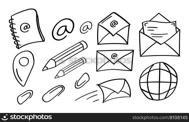 Hand drawn mail and email icon Royalty Free Vector Image