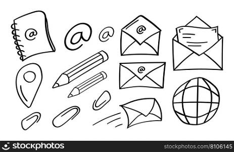 Hand drawn mail and email icon Royalty Free Vector Image