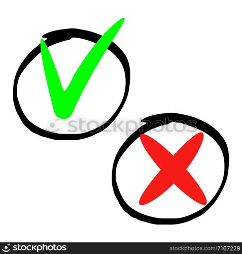 Hand drawn marker does and dont icons isolated on white background. Marker does and dont