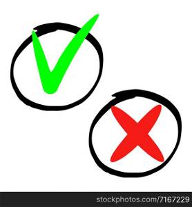Hand drawn marker does and dont icons isolated on white background. Marker does and dont