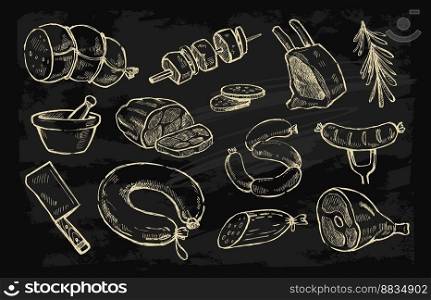 Hand drawn meat vector image