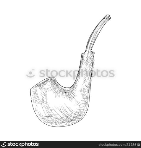 Hand drawn monochrome smoking pipe vector illustration. Hand Drawn Pipe