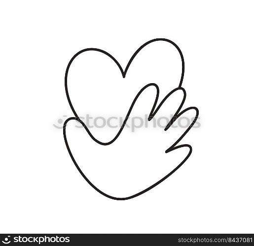 Hand drawn monoli≠hand holding heart Encoura≥donate logo. Stop war in Ukrai≠. Concept idea of donation and help icon. Protection from Russian invaders.. Hand drawn monoli≠hand holding heart Encoura≥donate logo. Stop war in Ukrai≠. Concept idea of donation and help icon. Protection from Russian invaders