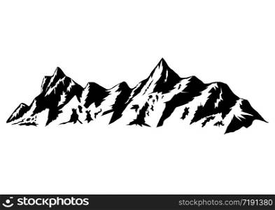 hand drawn mountains silhouettes for high mountain icon, vector illustration