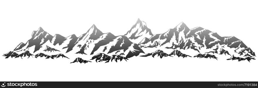 hand drawn mountains silhouettes for high mountain icon, vector illustrator