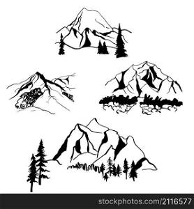 Hand drawn mountains . Vector sketch illustration.
