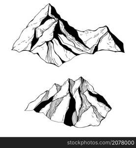 Hand drawn mountains . Vector sketch illustration.. Mountains. Vector illustration.