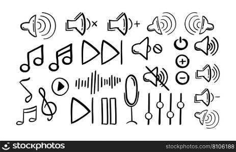 Hand drawn music icon Royalty Free Vector Image