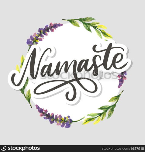 Hand drawn namaste card. Hello in hindi. Ink illustration. Hand drawn lettering background. Isolated on white background. Positive quote. Modern brush. Hand drawn namaste card. Hello in hindi. Ink illustration. Hand drawn lettering background. Isolated on white background. Positive quote. Modern brush calligraphy.