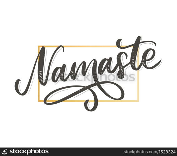 Hand drawn namaste card. Hello in hindi. Ink illustration. Hand drawn lettering background. Isolated on white background. Positive quote. Modern brush. Hand drawn namaste card. Hello in hindi. Ink illustration. Hand drawn lettering background. Isolated on white background. Positive quote. Modern brush calligraphy.