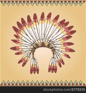 Hand drawn native american indian chief headdress, vector illustration