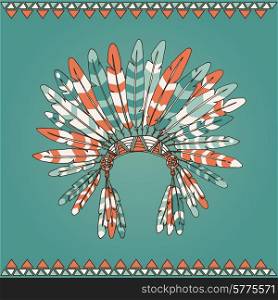 Hand drawn native american indian chief headdress, vector illustration