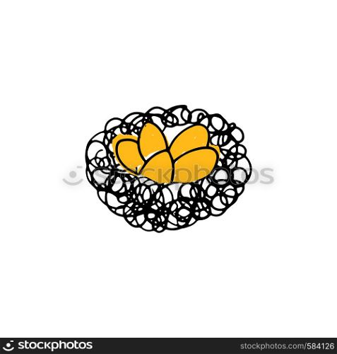 Hand drawn nest on a white background. Bird's Nest logo icons.