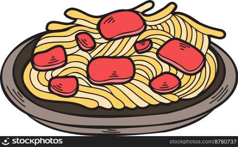 Hand Drawn noodle Chinese and Japanese food illustration isolated on background
