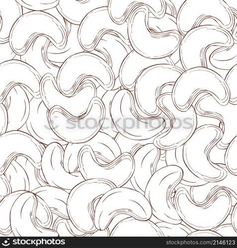 Hand drawn nuts.Cashew nuts. Vector seamless pattern. Hand drawn nuts. Vector sketch illustration.
