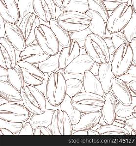 Hand drawn nuts. Pistachio. Vector seamless pattern. Hand drawn nuts. Vector sketch illustration.