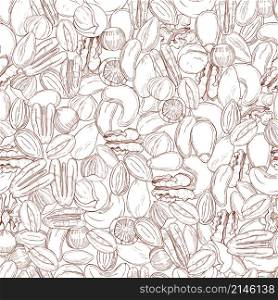 Hand drawn nuts. Vector seamless pattern. Hand drawn nuts. Vector sketch illustration.