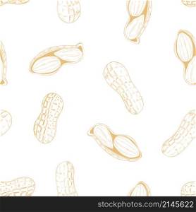 Hand drawn nuts.Walnut peanuts. Vector seamless pattern. Hand drawn nuts. Vector sketch illustration.