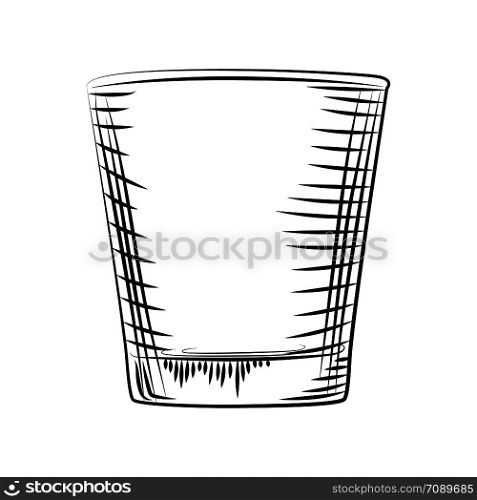 Hand drawn old fashioned glass. Isolated on white background. Engraving style vector illustration. Hand drawn old fashioned glass. Isolated on white background.