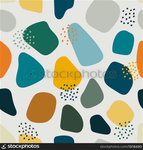 Hand drawn organic shapes seamless pattern isolated on white background. Vector illustration