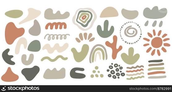 Hand drawn organic shapes set. Abstract boho elements. Blobs in contemporary scandinavian trendy style. Vector illustration.. Hand drawn organic shapes set. Abstract boho elements. Blobs in contemporary scandinavian trendy style. Vector illustration