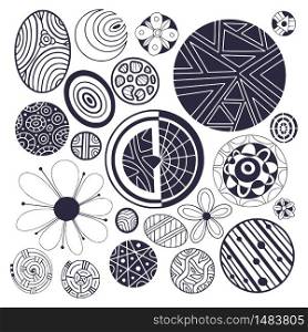 Hand drawn ornamental circles collection. Vector isolated decorative elements isolated on white background. Rounded geometric shapes. Hand drawn ornamental circles collection. Vector isolated decorative elements isolated on white background. Rounded geometric shapes.