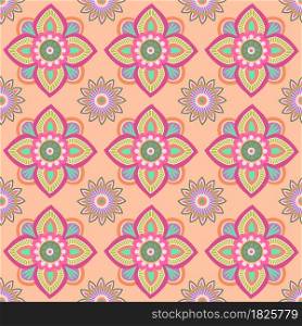Hand-drawn ornamental seamless pattern in the medieval style. Traditional folk elements for textile, paper, fabric and other printed products.Vector