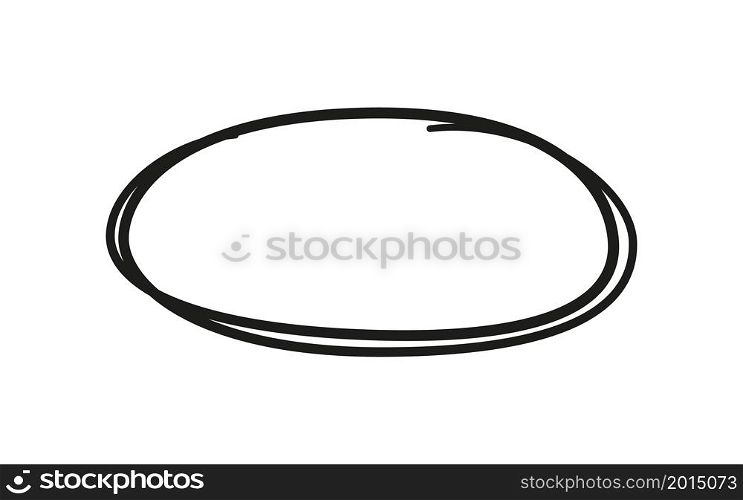 Hand drawn oval. Highlight circle frame. Ellipse in doodle style. Vector illustration isolated on white background.. Hand drawn oval. Highlight circle frame. Ellipse in doodle style. Vector illustration isolated on white background