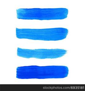 hand drawn paint brush texture. vector blue artistic hand drawn paint brush realistic texture strokes decoration elements set isolated white background