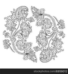Hand Drawn Paisley ornament.. Hand Drawn Paisley. Ethnic ornament Vector illustration isolated. Hand Drawn Paisley ornament.