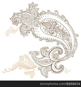 Hand Drawn Paisley ornament.. Hand Drawn Paisley. Ethnic ornament Vector illustration isolated. Hand Drawn Paisley ornament.