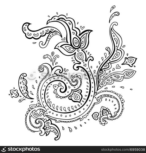Hand Drawn Paisley ornament.. Paisley. Hand Drawn Ethnic ornament. Vector illustration isolated. Hand Drawn Paisley ornament.