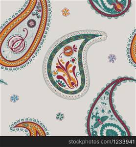 Hand drawn paisley seamless pattern, vector background
